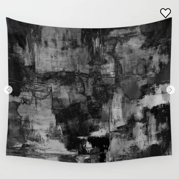 Crackled Gray - Black, white and gray, grey textured abstract Wall Tapestry - Picture 1 of 2